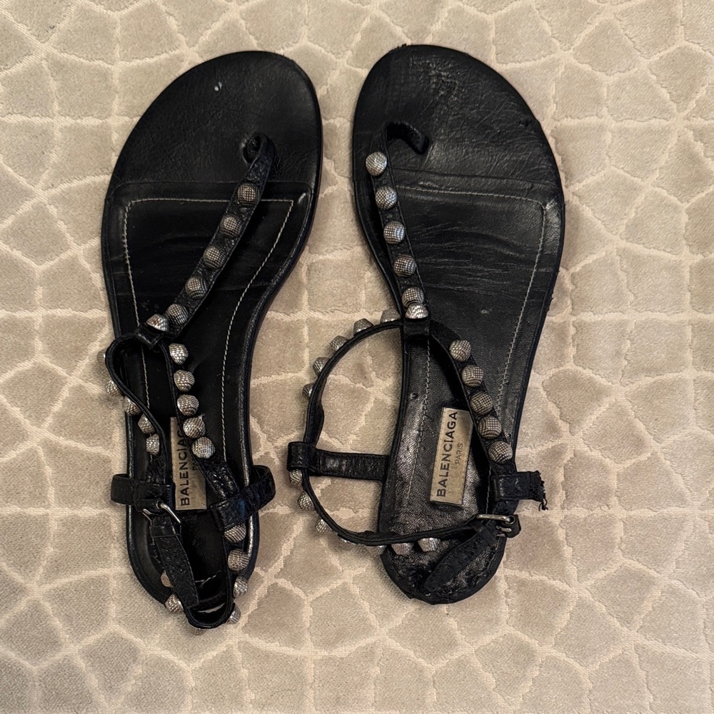 Balenciaga Black Studded Sandals